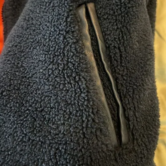 American Stitch Fleece Bomber Jacket Navy Size Small - Picture 7 of 12